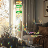 Crystal Wind Chimes for Outside with Rainbow Light Reflections Glass Bells and Rose Gold Alloy Hooks Indoor Outdoor Decor for Home Garden Patio Porch Birthday House Warming (Green)