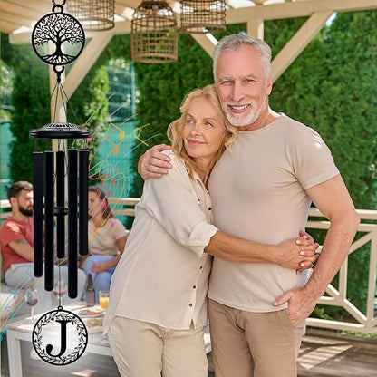 Personalized Metal Tree of Life Wind Chimes for Outside with Initial Letter, Custom Wind Chime for Garden, Memorial Gift, and Windchimes Outdoors, House Warming Anniversary Wedding Gifts