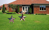 Linfevisi American Flag Star Yard Signs 17.3 Inch 2 Pack of Metal Patriotic Barn Stars Garden Stakes US Flag Outdoor 4th of July Decorations Memorial Day Yard Art Lawn Ornaments Patio for Outside