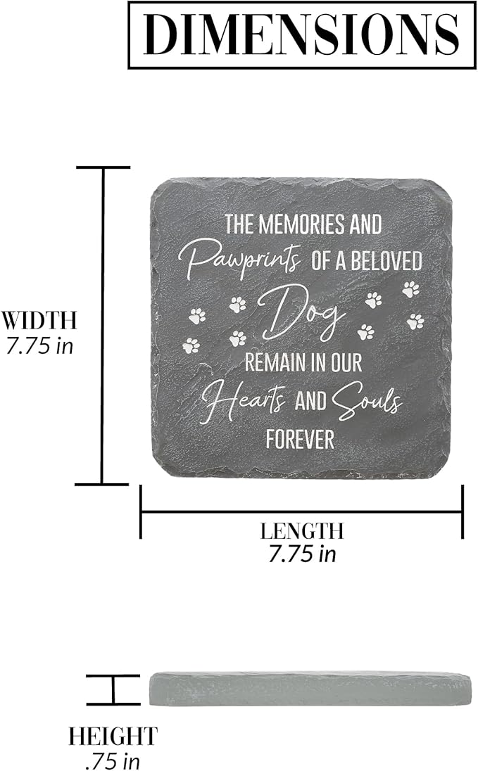 Pavilion Gift Company 25314 Dog Memorial-7.75" x 7.75" Garden Stone, Gray, White
