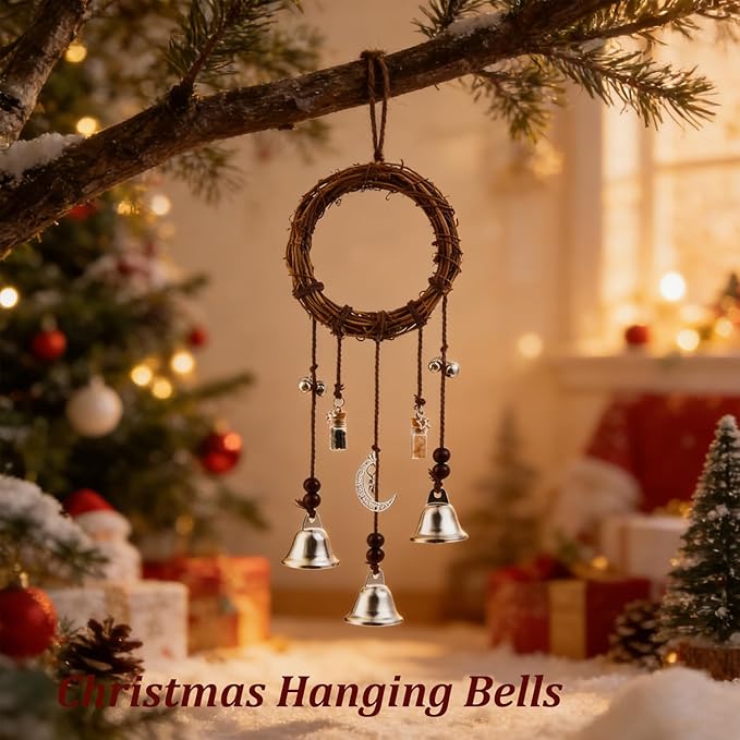 2 Pieces Witch Bells for Door Knob for Protection Hanging Bell Wind Chimes Handmade Decorative Bell for Boho Home Room Witchy Decor (Classic)