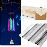 Solar Wind Chimes for Outside, 6 LED Tubes Auto-Color Changing, Birthday/Festival/White Elephant Gifts, 37” Outdoor Decor for Garden, Yard, Patio