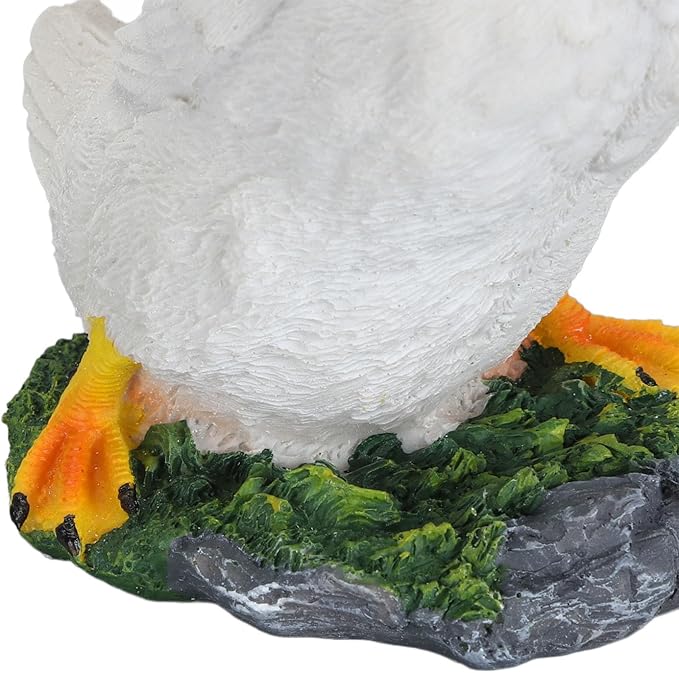 Duck Resin Statue,Resin Goose Sculpture Statue Front Porch Garden Decor for Outside Imitation Wood Carving, Funny Animal Decorations Fairy Craft Yart Art Decor(White)
