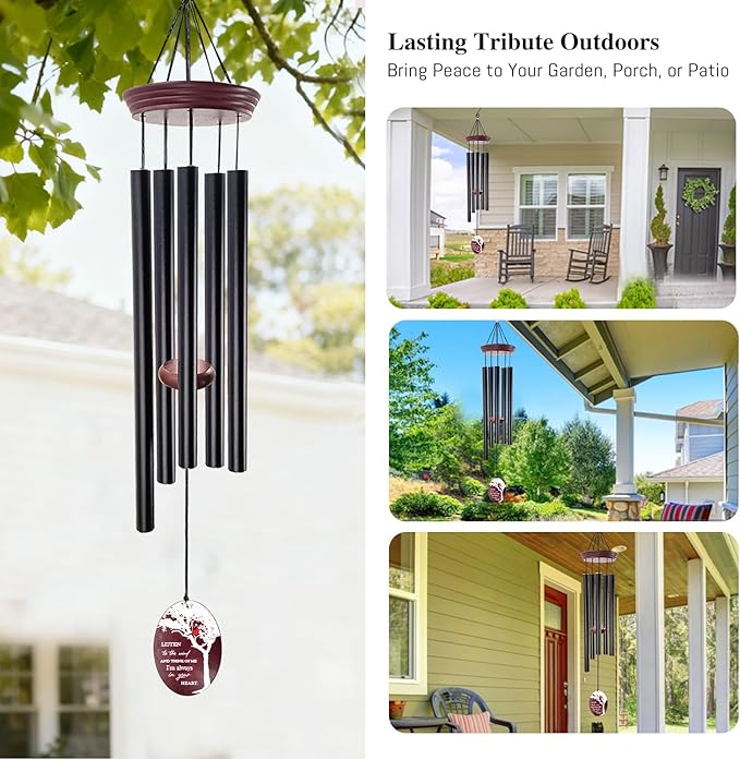 Cardinal Memorial Wind Chimes for Loss of Loved One, 33.5" Red Cardinal Sympathy Wind Chimes Outdoor Deep Tone, Tree of Life Remembrance Gift for Loss of Mom Dad, Funeral Gift