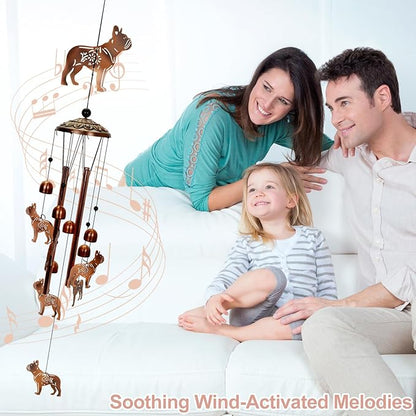 Copper Tone Animal Wind Chimes for Outdoors/Indoors - Dog Designs - Garden, Patio, Yard, Home Decor, for Women, Men, Mom, Birthday, Memorial, Housewarming (Dog)