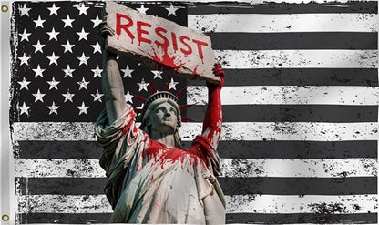 Resist Flag 5X8Ft, Protest American Flag,Statue of Liberty Design Flags, Men Women Banner,Vibrant Colors, Double Stitched with 2 Brass Grommets, Bar Garden Street Decoration, GYM, Office Decor,Indoor Outdoor Use,Gifts. (5x8ft)
