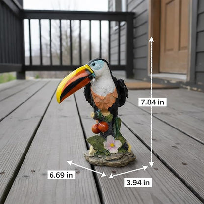 Toucan Outdoor Statue, Resin Garden Lawn Yard Decor Sculpture, Funny Figurine Ornament for Porch Patio Flower Bed Home Bookshelf or Tabletop