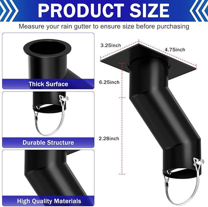 Black Metal Rain Chain Gutter Adapter for Gutter Downspout Connect Rain Chain Installation