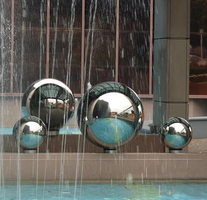 Nerien 12 Inch Gazing Ball, Stainless Steel Garden Mirror Globe, Polished Ornament Sphere, Hollow Floating Reflective Hemisphere, Home Outdoor Pond Housewarming Swimming Pool Decoration Gifts, Silver