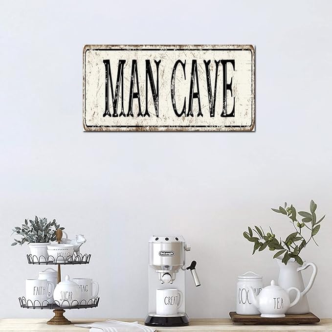 Madcolitote Rustic Man Cave Wood Signs Man Cave Custom Street Sign Vintage Wood Plaque Farmhouse Wall Art Farmhouse Wall Decor for Home Bars Clubs Cafes Man Cave Party 6x12in