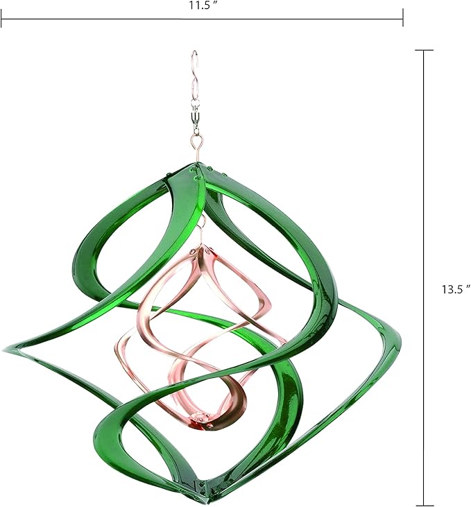 Red Carpet Studios The Original Cosmix Deluxe Helix Wind Spinner, Medium 14-Inch, Double Green &Copper