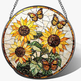 Stained Glass Suncatcher Window Hanging, 7.8 Inch Handmade Sunflower Garden suncatchers, Suncatcher Home Decor,Gift for Women, Mom, Grandma (Sunflower)