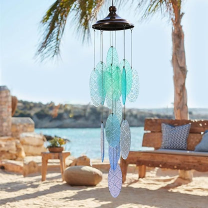 MUMTOP Wind Chimes for Outside, Stained Glass Wind Chime Windchimes for Patio, Outdoor,Garden,Yard,Coastal,Window,Home Decor or Gifts for Women