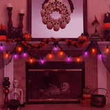 Halloween Pathway Lights Outdoor, 19.5Ft Orange Purple Halloween String Lights with 10 C9 LED Bulbs and Stakes, Connectable Outdoor Waterproof Marker Stake Lights for Halloweens Path Yard Lawn, Garden