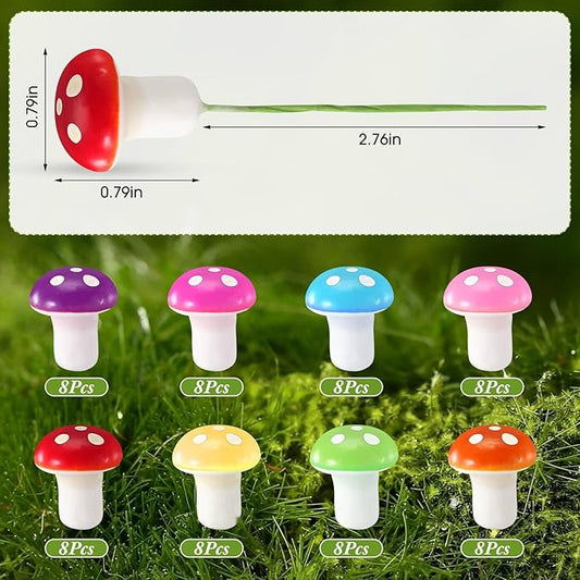 Mudder 64 Pcs Mini Mushrooms for Miniature Fairy Garden PVC Mushrooms Miniature Figurines Colorful Garden Ornaments Model Garden Accessories for Micro Landscape, Plant Pots, Bonsai Craft