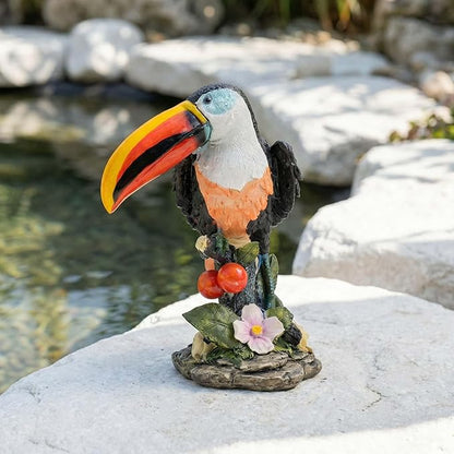 Real Toucan Statue, Colorful Outdoor Bird Decor Sculptur, Resin Bird Ornament, Tropical Tiki Bar & Garden Decor, Waterproof & Weather-Resistant for Bird Lovers