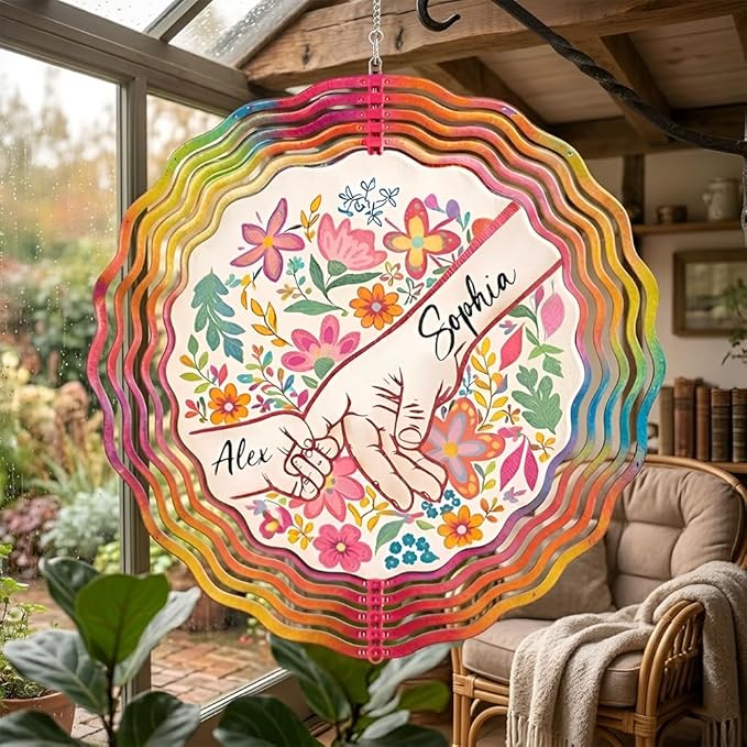 Personalized Mother's Day Wind Spinner for Mom Grandma, Mama Grandma Gifts Mothers Day Christmas, Floral Garden Decor Gift, Outdoor Yard Hanging Ornament 4