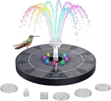 Solar Bird Bath Fountain Pump, Solar-Powered Bird Fountains, 2.5w Solar Fountain Pump with 6 Nozzles for Pond, Pool, Garden, Fish Tank (16 cm with Light)