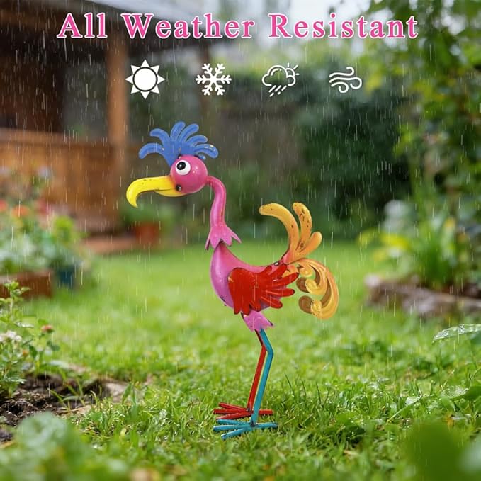 20'' Tall Metal Rooster Statue, Funny Rooster Sculpture Garden Decor, Metal Yard Art for Farmhouse, Lawn, Garden