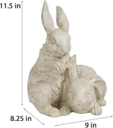 Garden-Statues - Easter Bunny Decor - Rabbit Figurine - Collectible Figurine - Spring 2 Nestled Bunny Sulpture Cream Rabbit for Easter Yard Framhouse Outdoor Décor 9*8.25*11.5 inch Newman House Studio