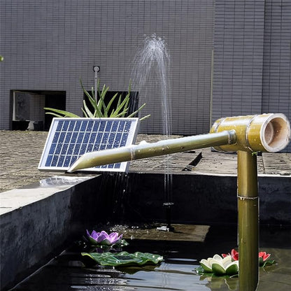 Bamboo Fountain Decor, Bird Bath Fountain, Solar Water Fountain, with Solar Water Fountain Pump, for Bird Bath, Fish Tank, Pond, Garden,D