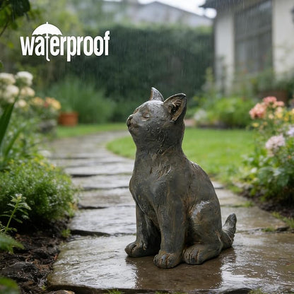 Braxio Cat Garden Statue Outdoor Decor - Realistic Sitting Cat Figurine for Patio, Yard, Porch, Resin Curious Kitty Sculpture Lawn & Home Decoration 8.5 x 5.4 x 10 Inch