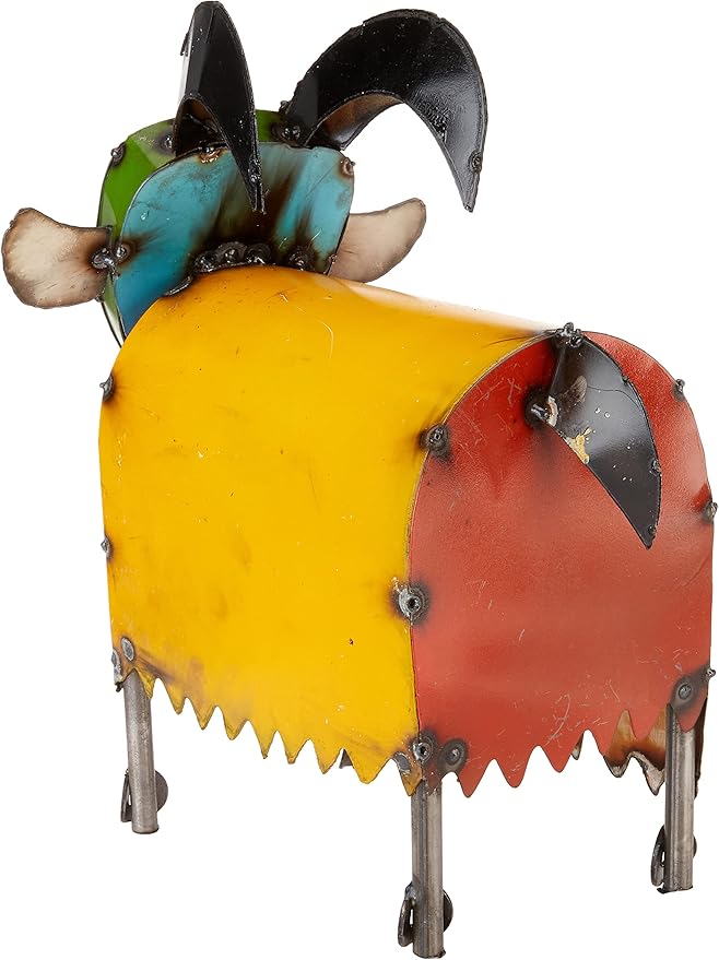 Rustic Arrow Small Round Goat Head, Multicolor