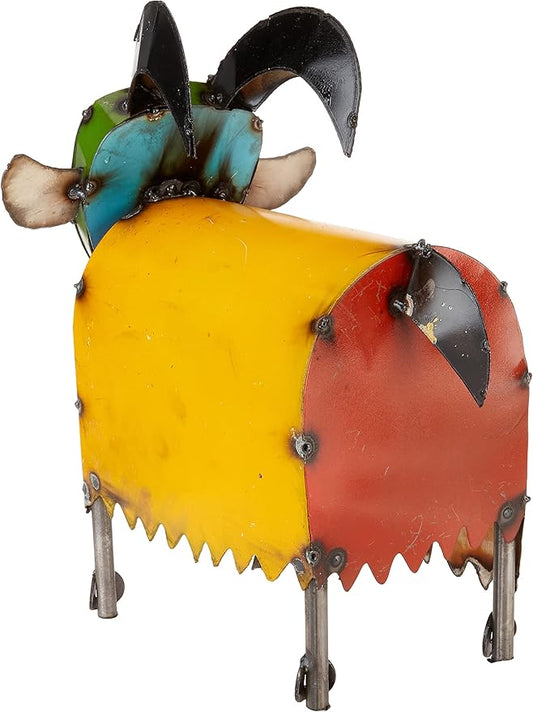 Rustic Arrow Small Round Goat Head, Multicolor
