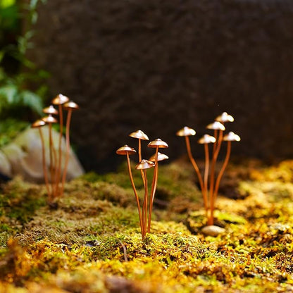 2 PCS Metal Mushroom Statue,Iron Art Mushroom Sculpture Flower Pot Decoration,Mushroom Statue Stake Decoration,Iron Mushroom Garden Ornaments for Patio Lawn Yard Decoration