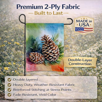 Caroline's Treasures Maine White Pine Cone and Tassels in Watercolor Garden Flag Mailbox Flag Decorative Yard Flag Banner Outside Patio Artwork Yard Flower Beds, Garden Size, Multicolor