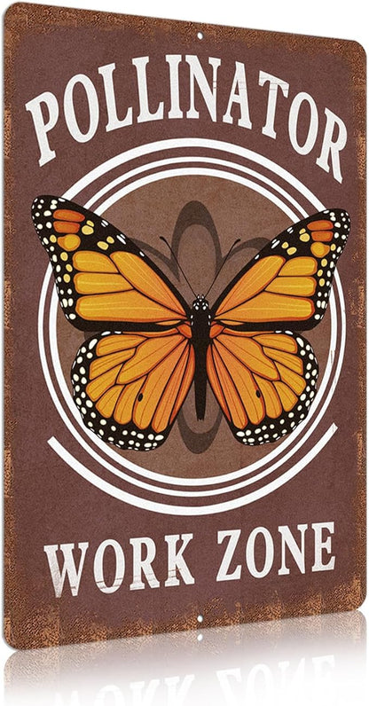 Vintage Garden Signs pollinator work zone Retro Yard Metel Tin Signs outdoor Aluminium Wall Decor