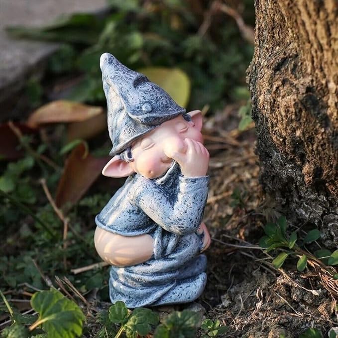 Funny Pooping Mini Statue, Naughty Resin Garden Gnome for Decor, Naked Miniature Dwarf Gnome Figurine for Home Garden Ornament
