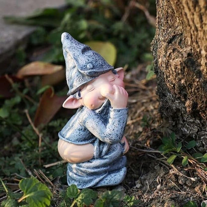Funny Pooping Mini Statue, Naughty Resin Garden Gnome for Decor, Naked Miniature Dwarf Gnome Figurine for Home Garden Ornament