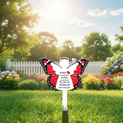 Angel Butterfly Memorial Garden Stake - Metal Grave Marker for Cemetery - Sturdy Thickened White Angel Remembrance Plaque, Sympathy Gift for Loss of Loved One