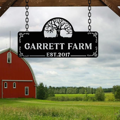 Personalized Metal Farm Sign, Customized Family Name Ranch Sign, Large Last Name Sign for Farmhouse Decoration, Outdoor Farm Wall Art, Welcome Sign, Entrance Gate Sign, Farm Lovers Gift, Garden Decor
