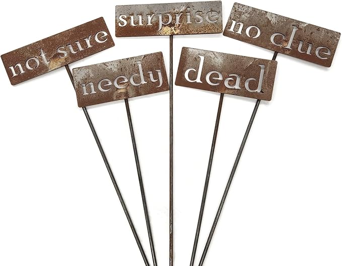 Classic Metal Garden Markers 19 Inches Tall (surprise, Naturally Rusted)