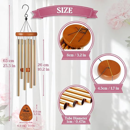 Birthday Gifts for Mom from Daughter, for Mum Stepmom, Wind Chimes for Mother, Best Mom Gifts from Son, Sentimental Gift for Mothers Day, Cute Wind Chime Garden Decor