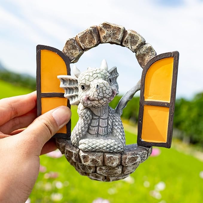 YWHWXB Garden Dragon Resin Sculpture,Lovely Outdoor Sculpture Ornaments,Garden Dragon Decor Statue for Home Patio Courtyard Lawn Decoration