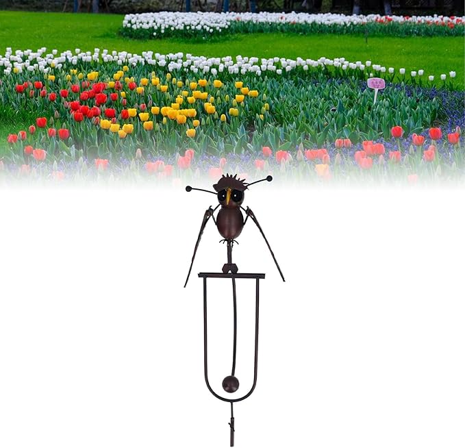 Haofy Iron Lawn Owl Sculpture, Brown Garden Art Bird Flapping Large Ornaments, Flying Owl Garden Art Decorative Stakes for Outdoor Yard