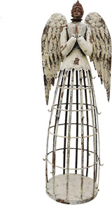 Linfevisi Garden Angel Statue Decor Rustic Metal Angel Sculpture Garden Yard Art Heavenly Home Decor Antiqued Accent Housewarming Gift (Style 1)
