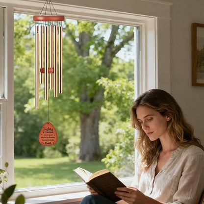 Sister Gifts Wind Chimes - Waterproof Metal Windchimes with Card Indoor Outdoor Hanging Decor for Garden Patio Yard Balcony Backyard Porch Home Christmas New Year Birthday Gift from Sisters