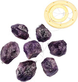 Nupuyai Wind Chimes - Unique Raw Stones Wind Chimes for Indoor Outdoor, Healing Stone Windchime Hanging Ornament for Home Garden, 17.7-21.7'', Amethyst