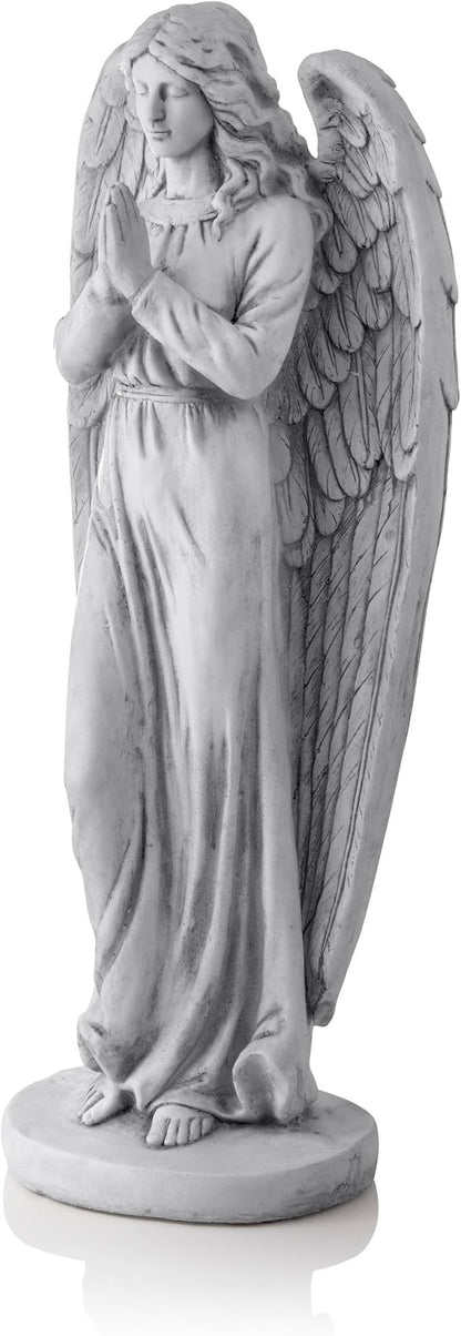 Alpine Corporation 47" Tall Indoor/Outdoor Praying Angel Statue Yard Art Decoration, Light Gray