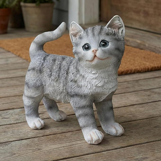 Elenon Cat Garden Statue Decorative for Yard, Standing Cat Figurines Home Lawn Decor, Patio Kitten Tuxedo Statues Pets Memorial Ornament for Cat Lovers