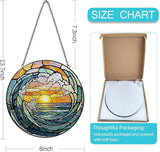 Stained Glass Window Hanging, 8 Inch Ocean Wave Suncatcher, Sun Catchers Indoor Window, Beach Coastal Suncatchers for Windows Hanging, Spring Home Garden Decor Panel, Beach Lover Gifts for Women Mom