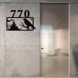 Personalized Gothic House Number metal Signs,Custom Address Number Metal Wall Art Decor,Black Plaques Outdoor wall Decorative Signage,Shed(8-30 Inches) (Crow C)