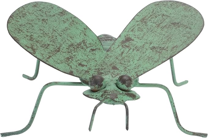 Melrose International Metal Bee Decor Set of 2 - Rustic Copper Garden Bumble Bee Iron Accents - Green