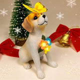 Solar Dog Garden Statues Decor, Outdoor Fairy Dogs Figurines Accessories Decorations with LED Lights Home Patio Balcony Yard Lawn Ornaments, Unique Thanksgiving Gifts for Mom Women Dad Friends