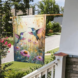 Hummingbirds and Flowers Garden Flags 12×18 Inch Spring Summer Double Sided Decorative Yard Banner Seasonal Flag for Outdoor Outside Decor