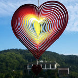 DJUAN Wind Spinner Red-Yellow Gradient Love Heart 3D Metal Hanging Wind Spinners Worth Gift Stainless Steel Yard Art Decorations Indoor/Outdoor Kinetic Wind Sculptures & Spinners
